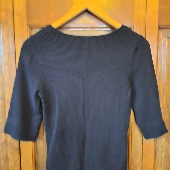 🛍NWT GAP Rib Corset Bodysuit Black ribbed knit elbow length sleeves size large - Picture 13 of 15